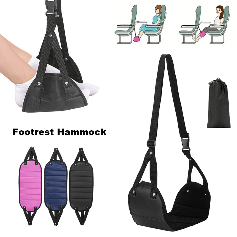 Travel Accessories Long Flight - Przenośny regulowany hamak z podnóżkiem do